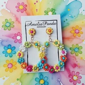 NEW Colorful Floral Hoop Earrings 🌸